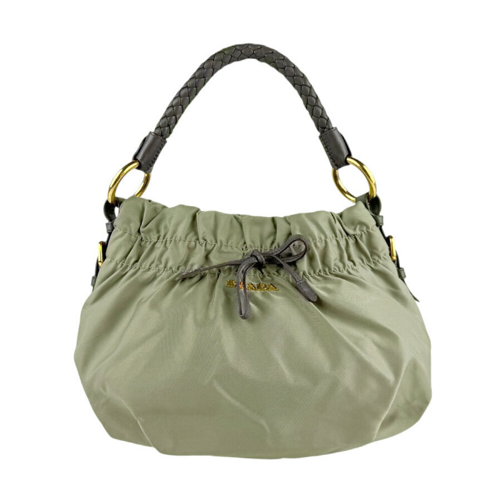 Prada Tessuto Bow handbag Khaki Green leather
